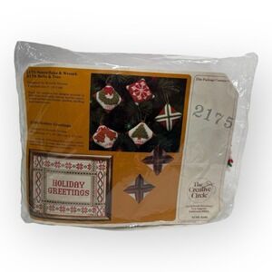 1979 Creative Circle Holiday Needlework Kit Christmas Ornaments Canvas NOS